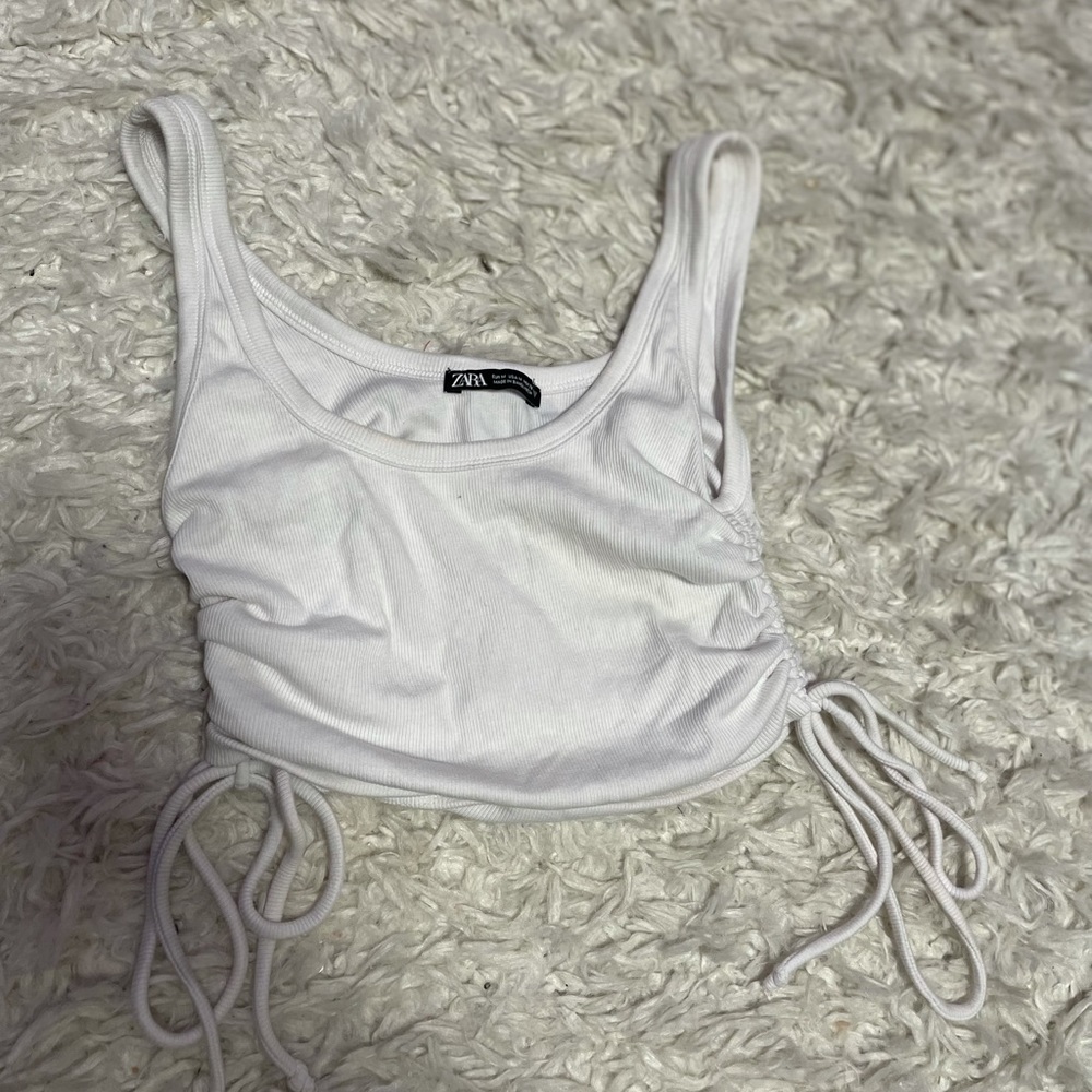 Zara cinched white tank top